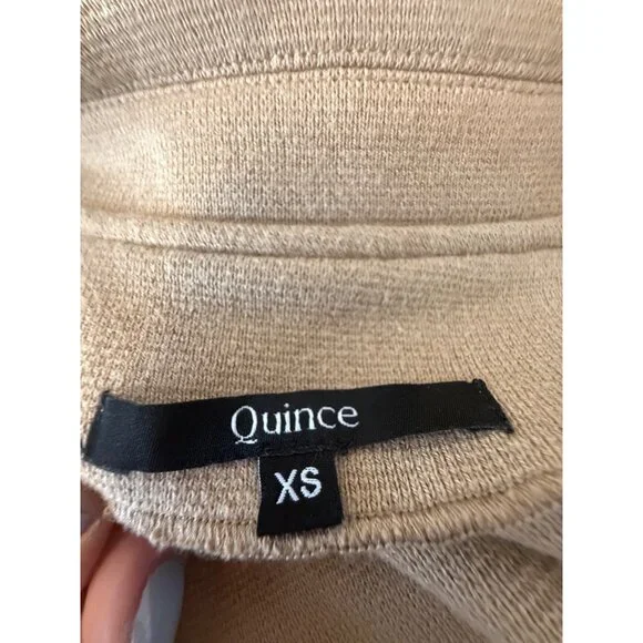 Quince Organic Cotton Tan Camel Knit Blazer Cardigan Pockets Womens XS - Picture 6 of 7